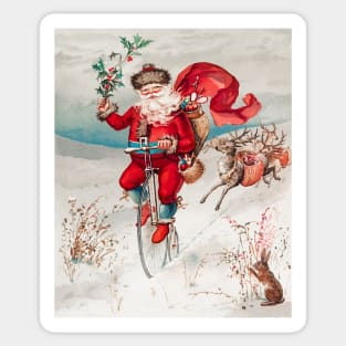 Santa Claus On A Penny | Reindeer | Christmas Xmas | Miriam And Ira D. Wallach Art Painting Sticker